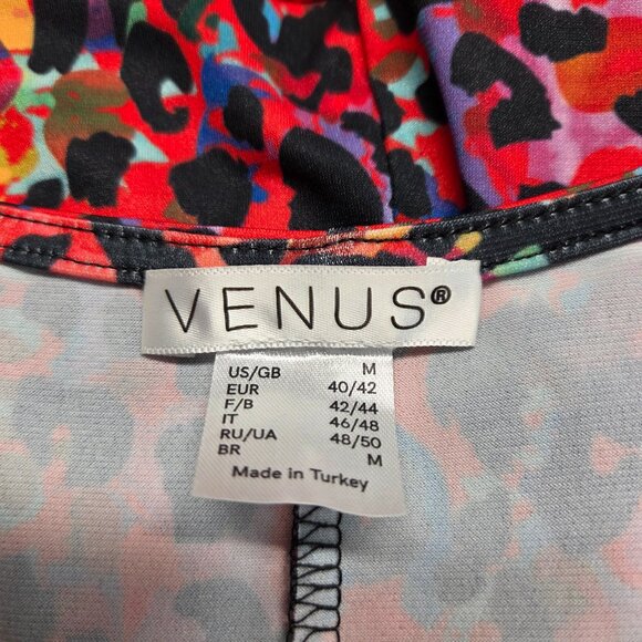 Venus Medium Bright Multicolored Animal Print Shortsleeve Knee Length Dress - Picture 9 of 11